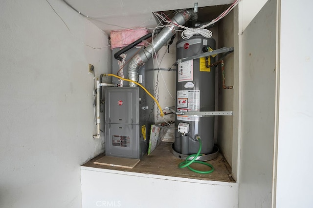 utilities with heating unit and strapped water heater