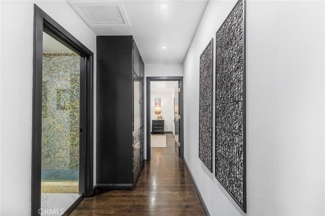 hall featuring dark hardwood / wood-style flooring