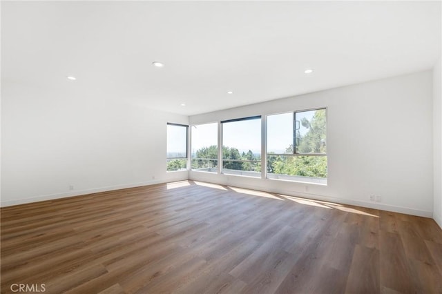 empty room with dark wood-type flooring