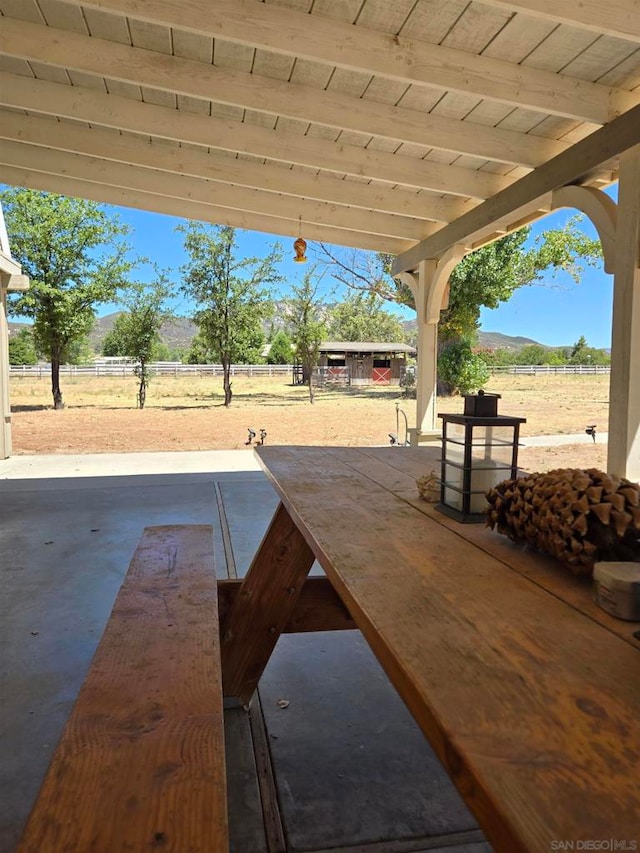 view of patio featuring a rural view