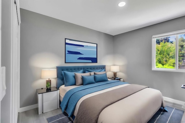 bedroom with wood-type flooring