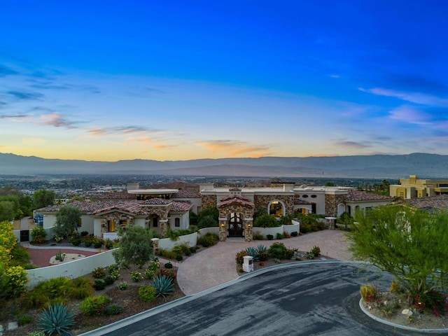 exterior space featuring a mountain view