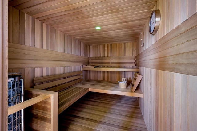 view of sauna / steam room with hardwood / wood-style floors