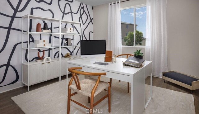 office space featuring wood-type flooring