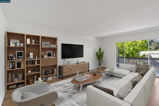 living room featuring light hardwood / wood-style flooring