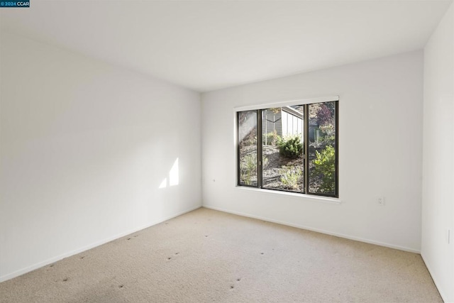 spare room featuring light colored carpet