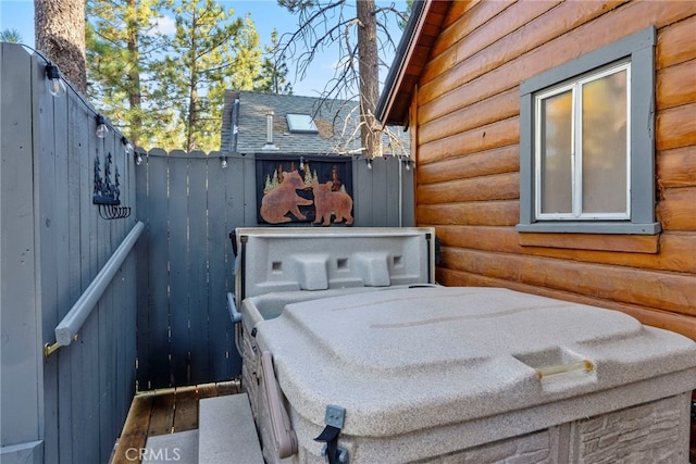 exterior space with hardwood / wood-style flooring