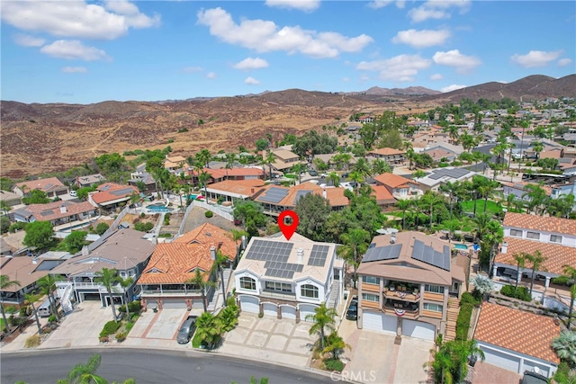 bird's eye view with a mountain view