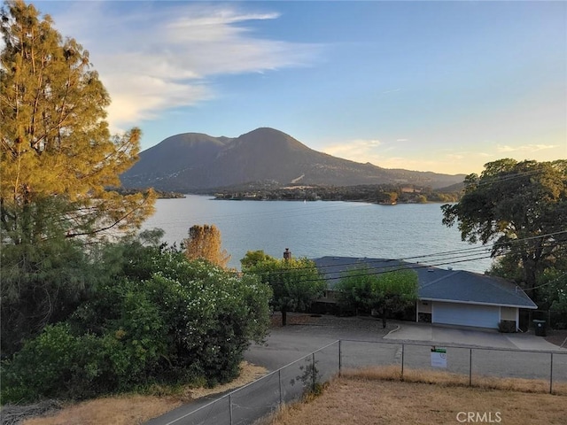 property view of water featuring a mountain view