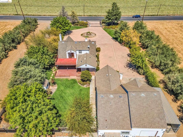 aerial view with a rural view