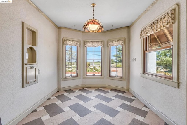 interior space featuring ornamental molding