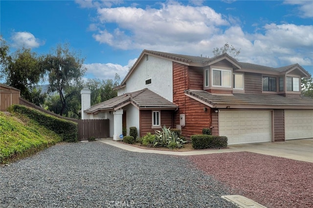 view of front of property featuring a garage