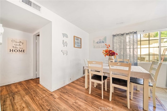 dining area with hardwood / wood-style floors