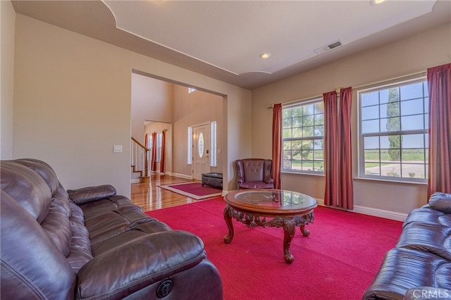 living room with hardwood / wood-style floors