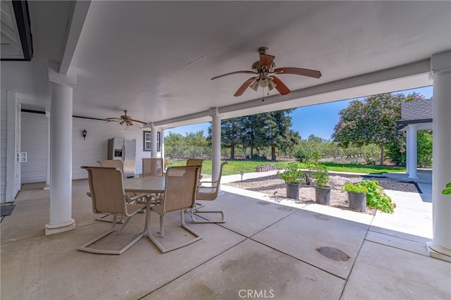 view of patio / terrace featuring ceiling fan