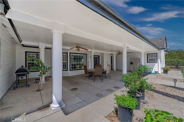 view of patio with ceiling fan