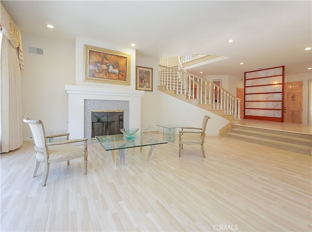 living room featuring light wood-type flooring