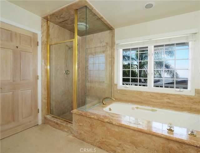 bathroom with independent shower and bath