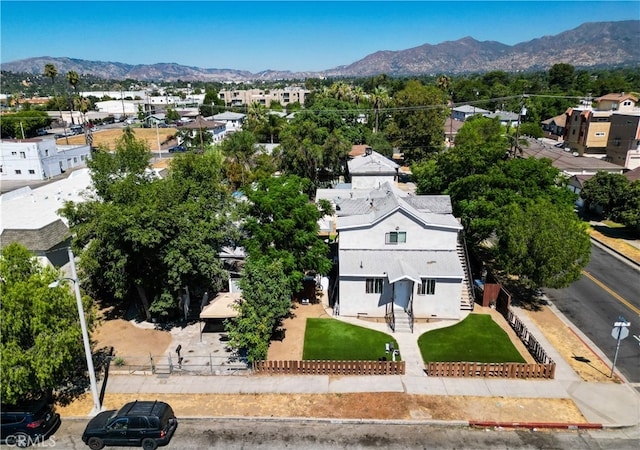 aerial view with a mountain view