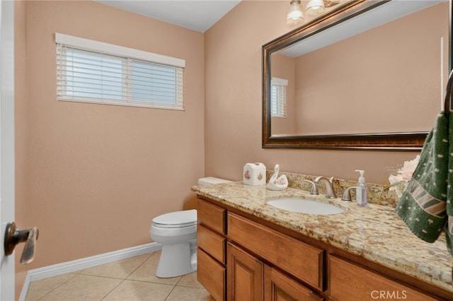 bathroom with tile patterned floors, vanity, and toilet