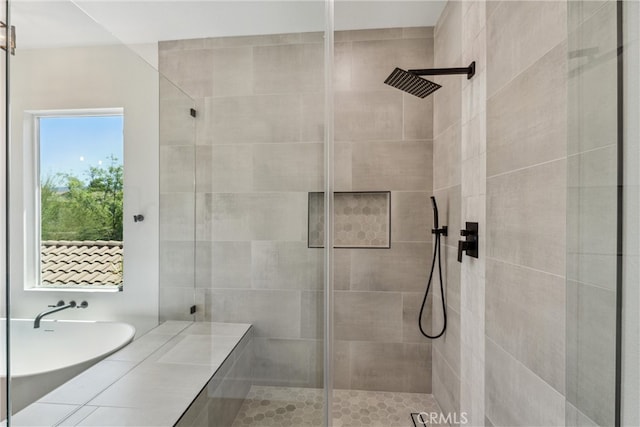 bathroom with independent shower and bath