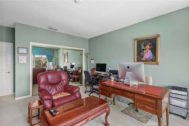 view of carpeted office space