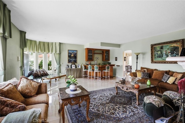 view of tiled living room