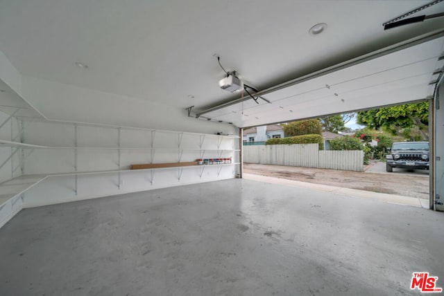 garage with a garage door opener