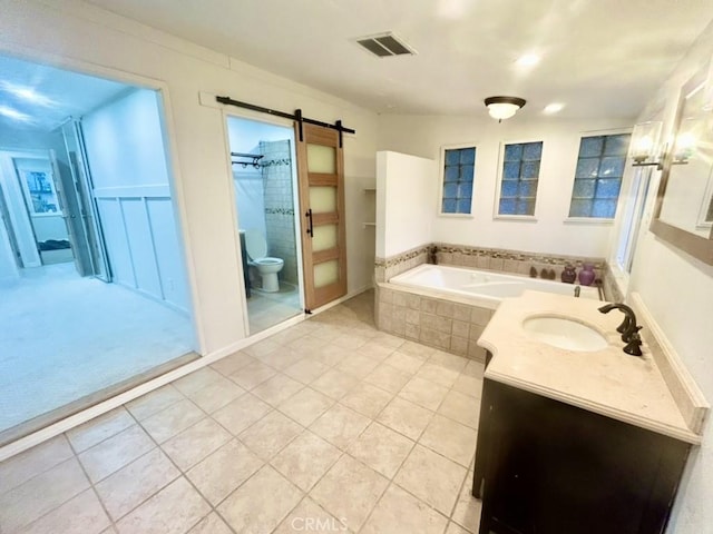 3192 Slice Ct, Borrego Springs, CA 92004 - bathroom with toilet, a bath, tile patterned flooring, and vanity