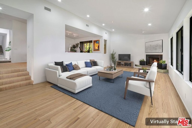 living room featuring light hardwood / wood-style flooring