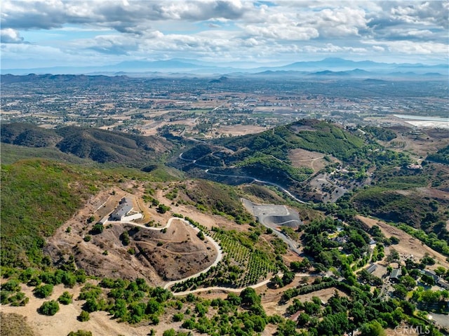 bird's eye view with a mountain view