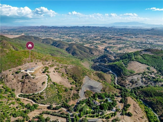 aerial view with a mountain view