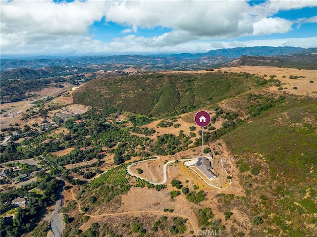 bird's eye view with a mountain view