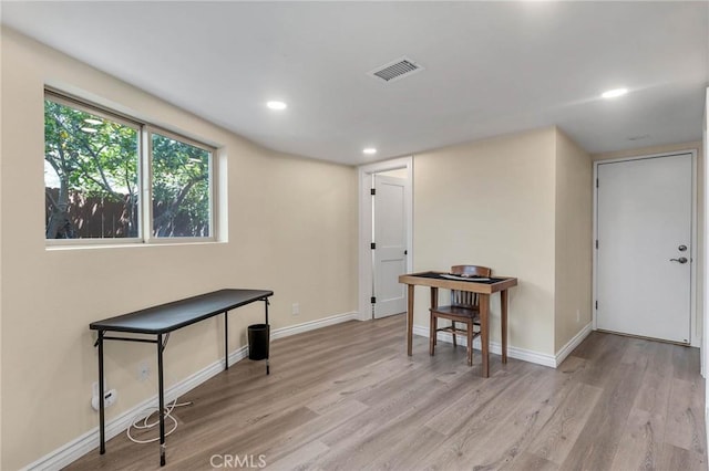 miscellaneous room with light hardwood / wood-style floors