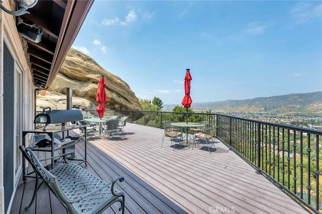 deck with a mountain view