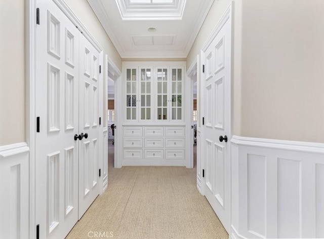 hall featuring crown molding