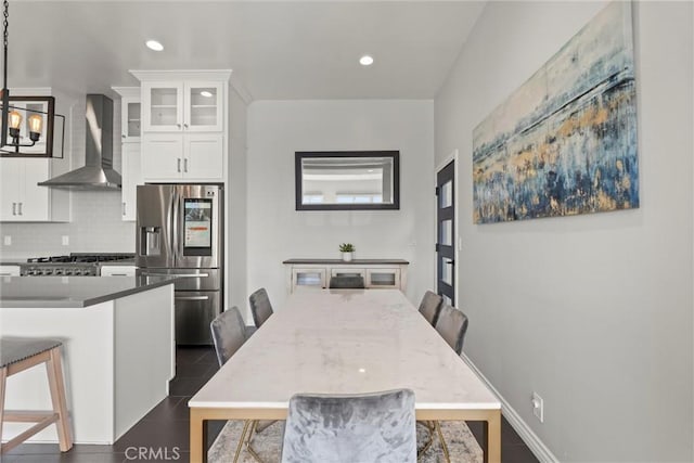 dining room featuring a chandelier