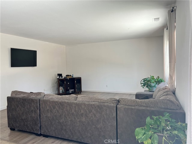 living room with wood-type flooring