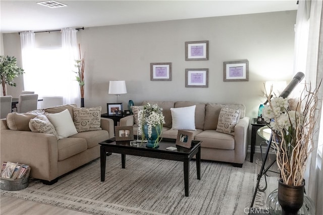 living room featuring light hardwood / wood-style flooring