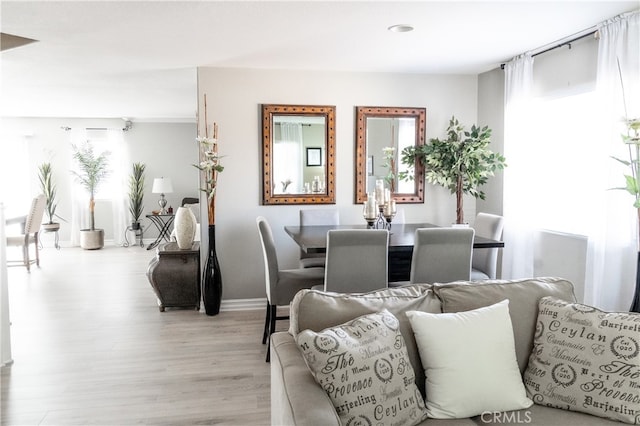 living room featuring light hardwood / wood-style floors