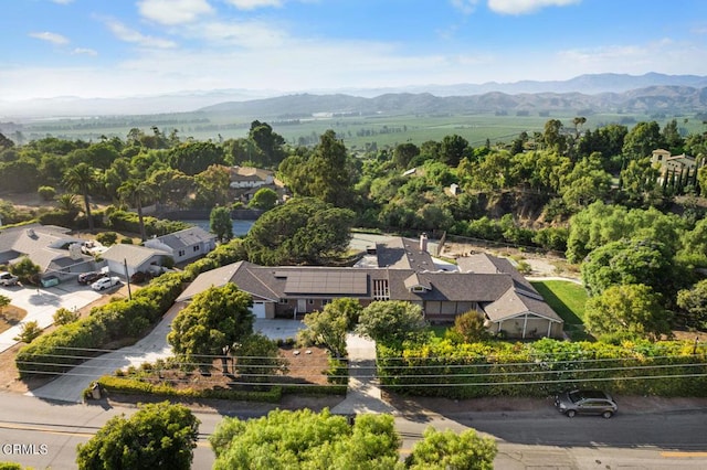 aerial view with a mountain view