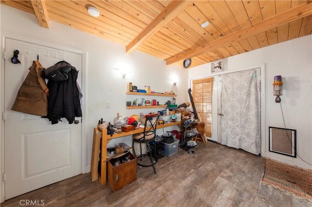 34718 Agua Dulce Canyon Rd, Agua Dulce, CA 91390 - misc room with wood ceiling with exposed beams and wood finished floors