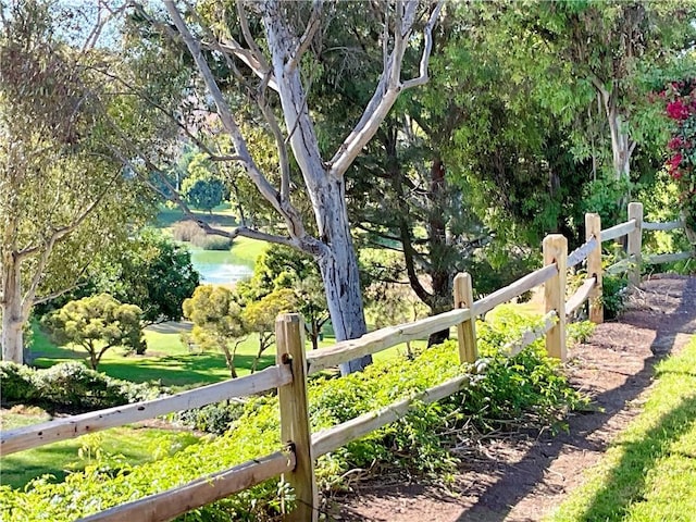 view of yard with a water view