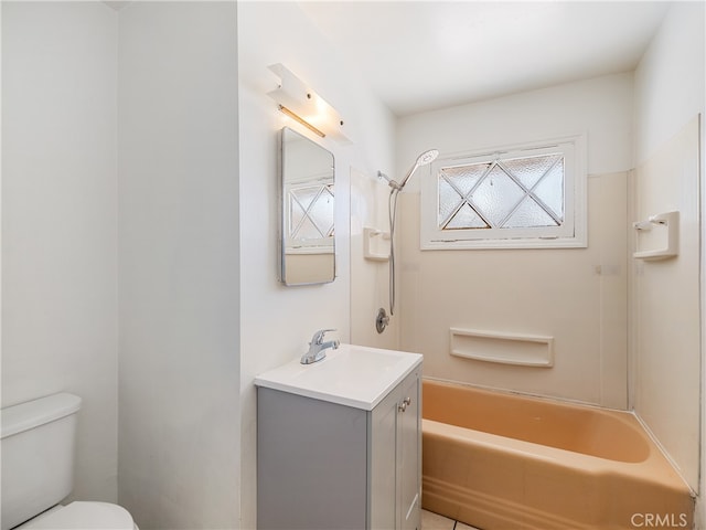 full bathroom featuring vanity, toilet, and shower / bath combination