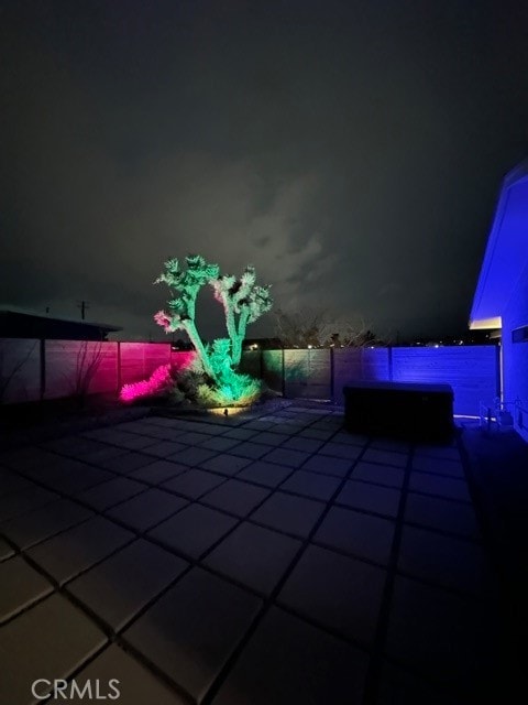 view of patio at twilight