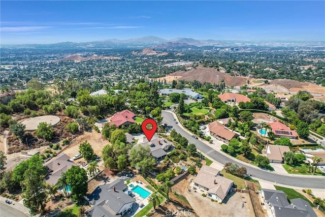 aerial view with a mountain view