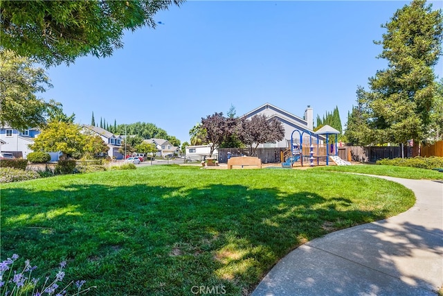 view of yard featuring a playground