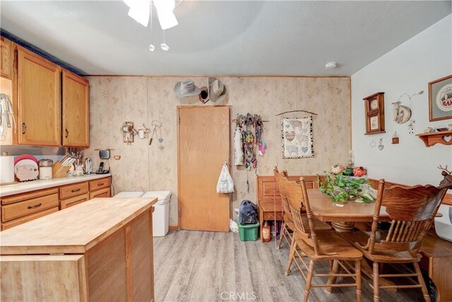 kitchen with light wood-type flooring