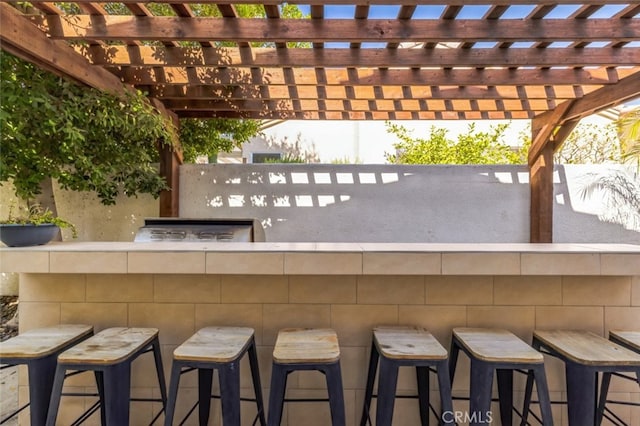 view of patio featuring a pergola