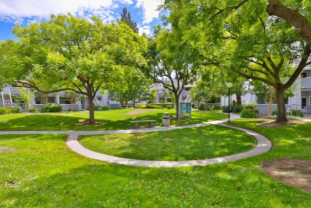 view of home's community featuring a lawn